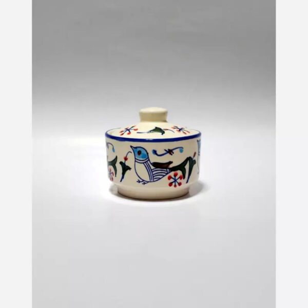 Handmade Ceramic Sugar Bowl with Persian Inspired Design