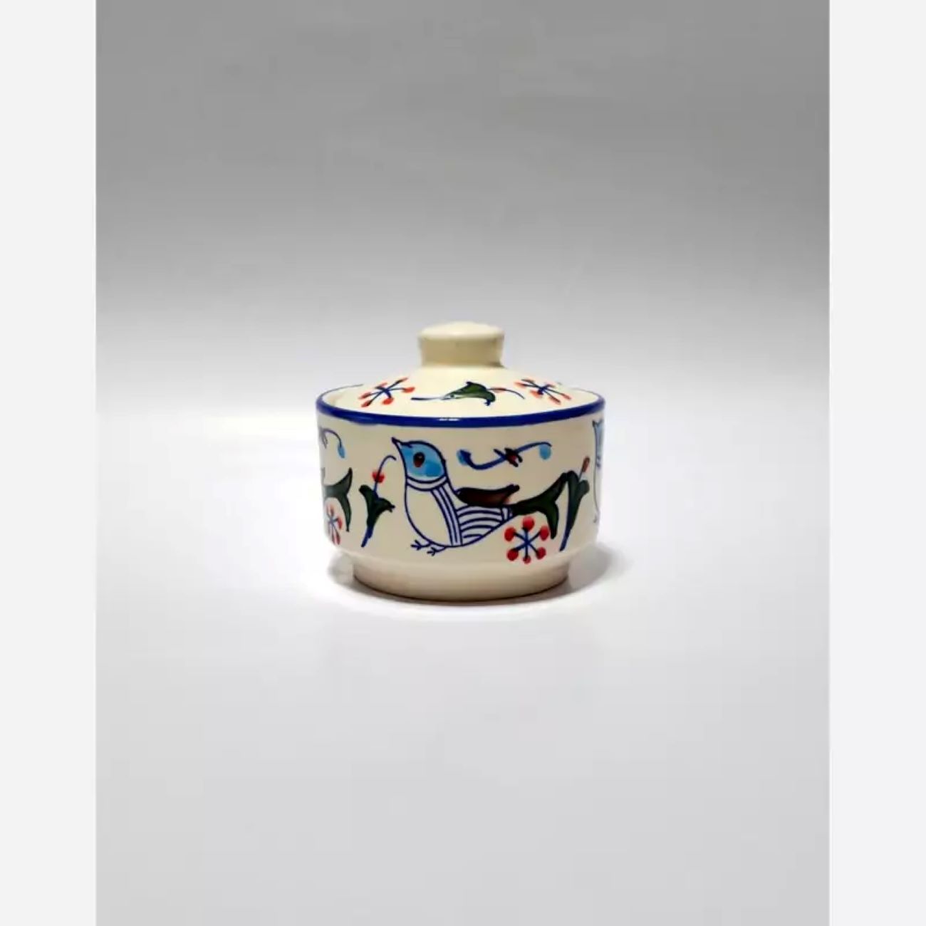 Handmade Ceramic Sugar Bowl with Persian Inspired Design