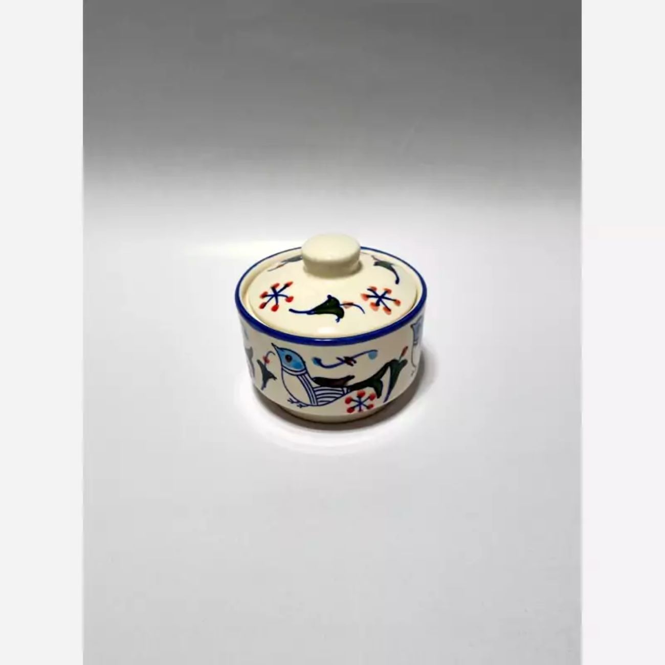 Handmade Ceramic Sugar Bowl with Persian Inspired Design
