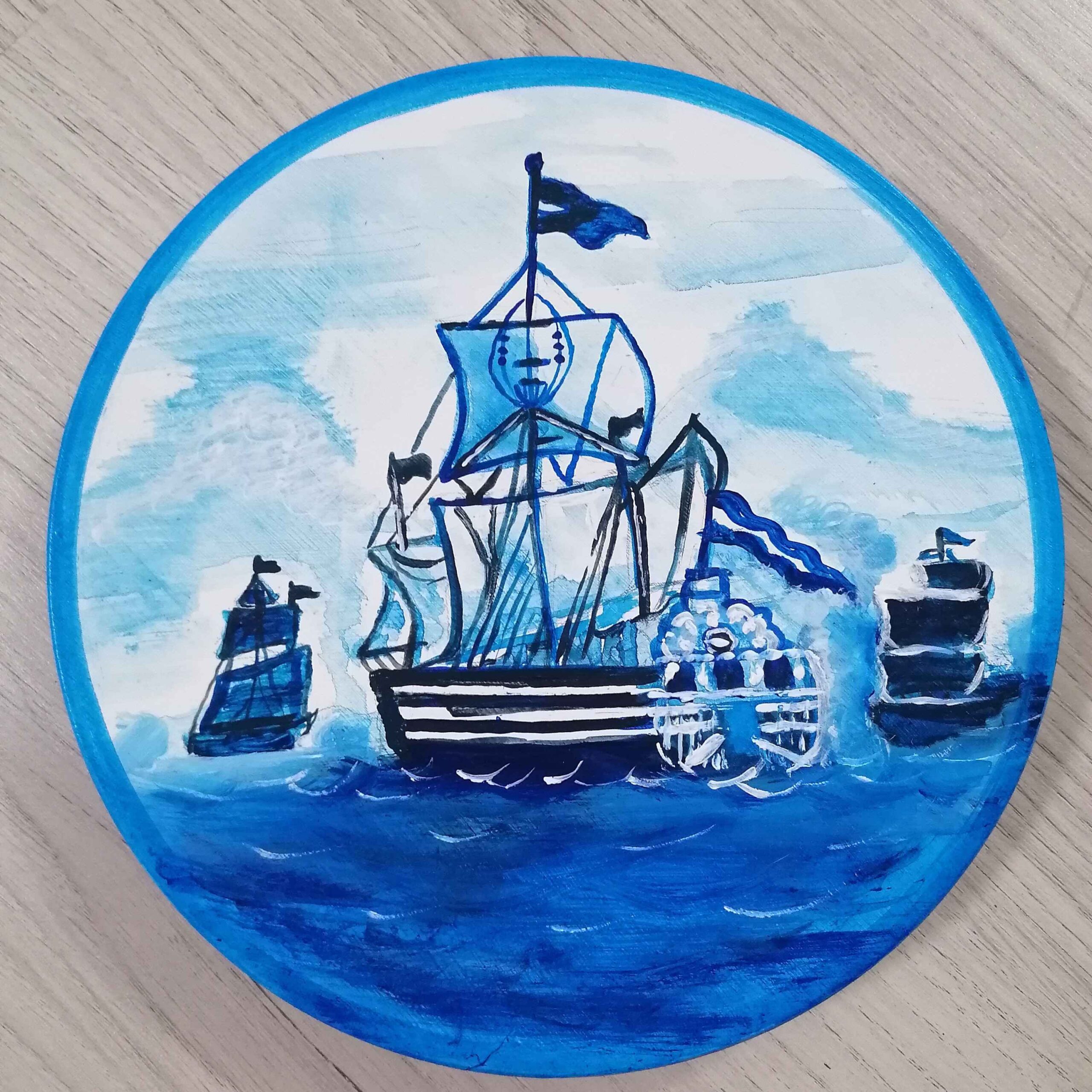 Handmade Haft Seen Set with Elegant Geometric & Bird Pattern Painted Design – Celebrate Persian New Year in Style Set of 7