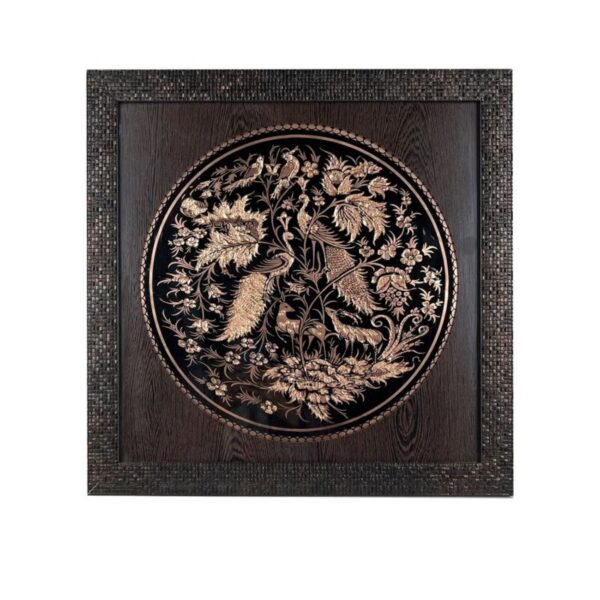 Intricate Bird & Flowers Design in Stunning Engraved Brass Wall Frame