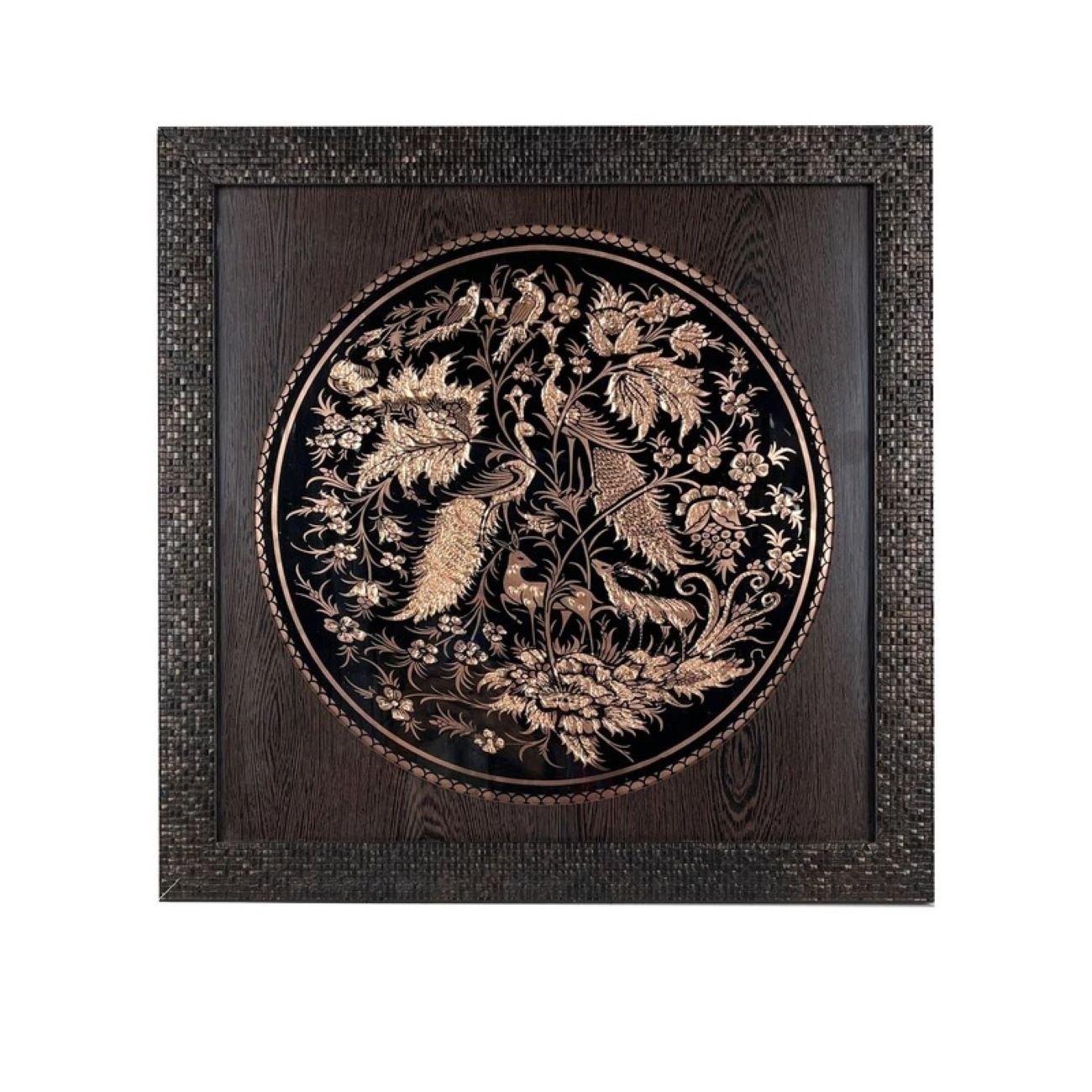Intricate Bird & Flowers Design in Stunning Engraved Brass Wall Frame