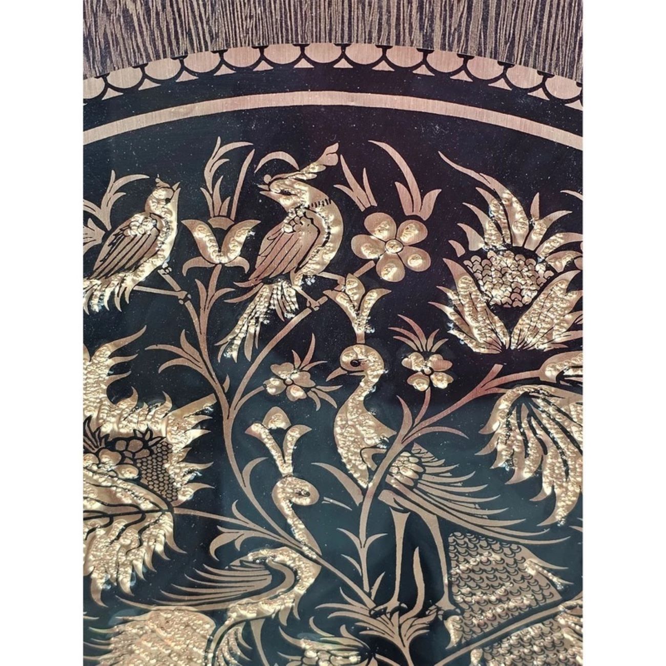 Intricate Bird & Flowers Design in Stunning Engraved Brass Wall Frame