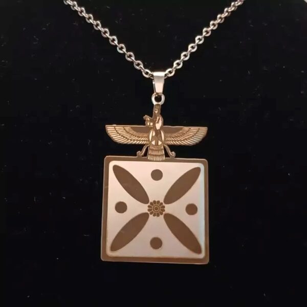 Iranian Faravahar and Kaveh’s Banner with High-Quality Stainless Steel Chain for Men