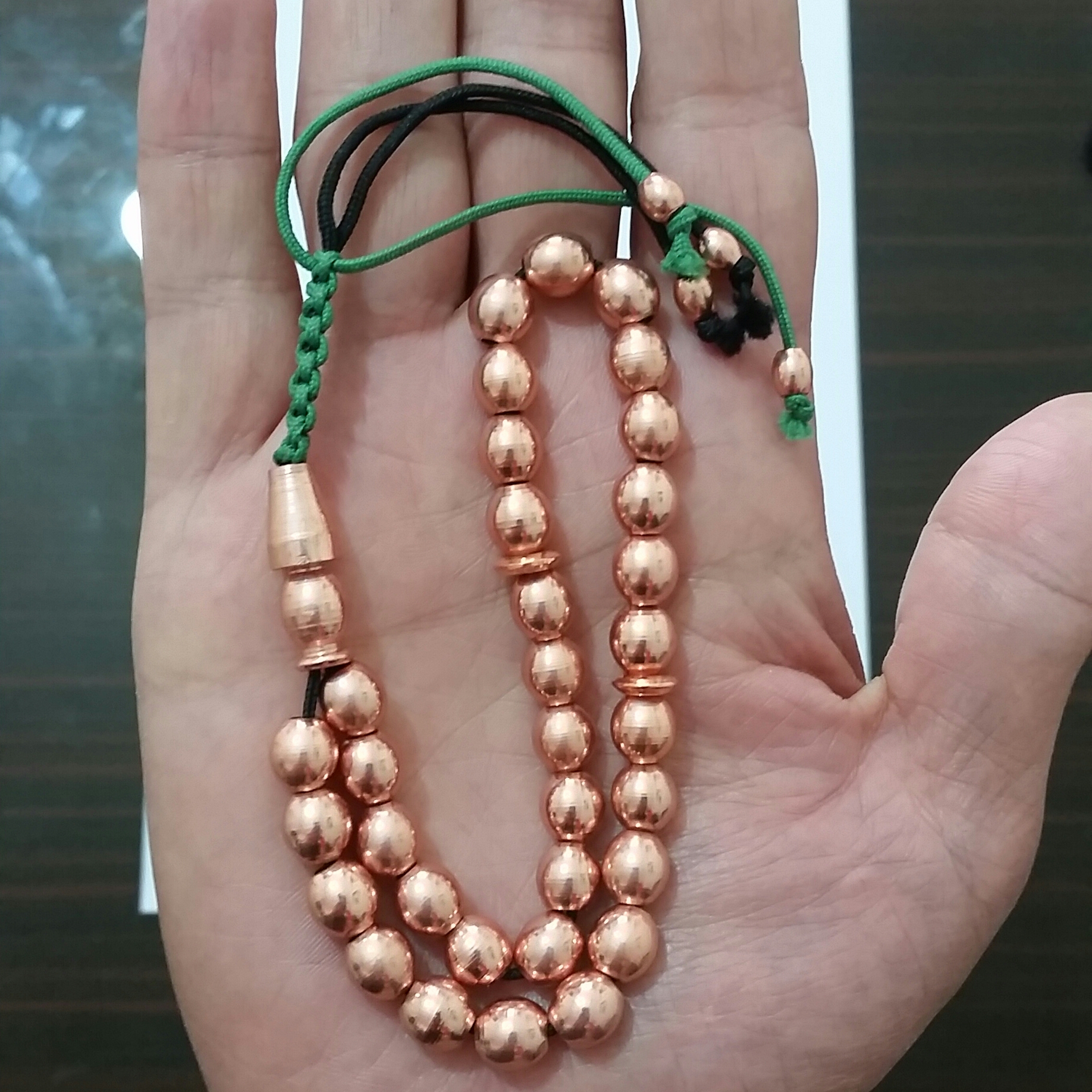 Islamic Rosary Crafted with Copper 33 Prayer Beads Tasbih Misbaha