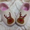 Wool Felt Slippers with Handcrafted Reindeer Pattern