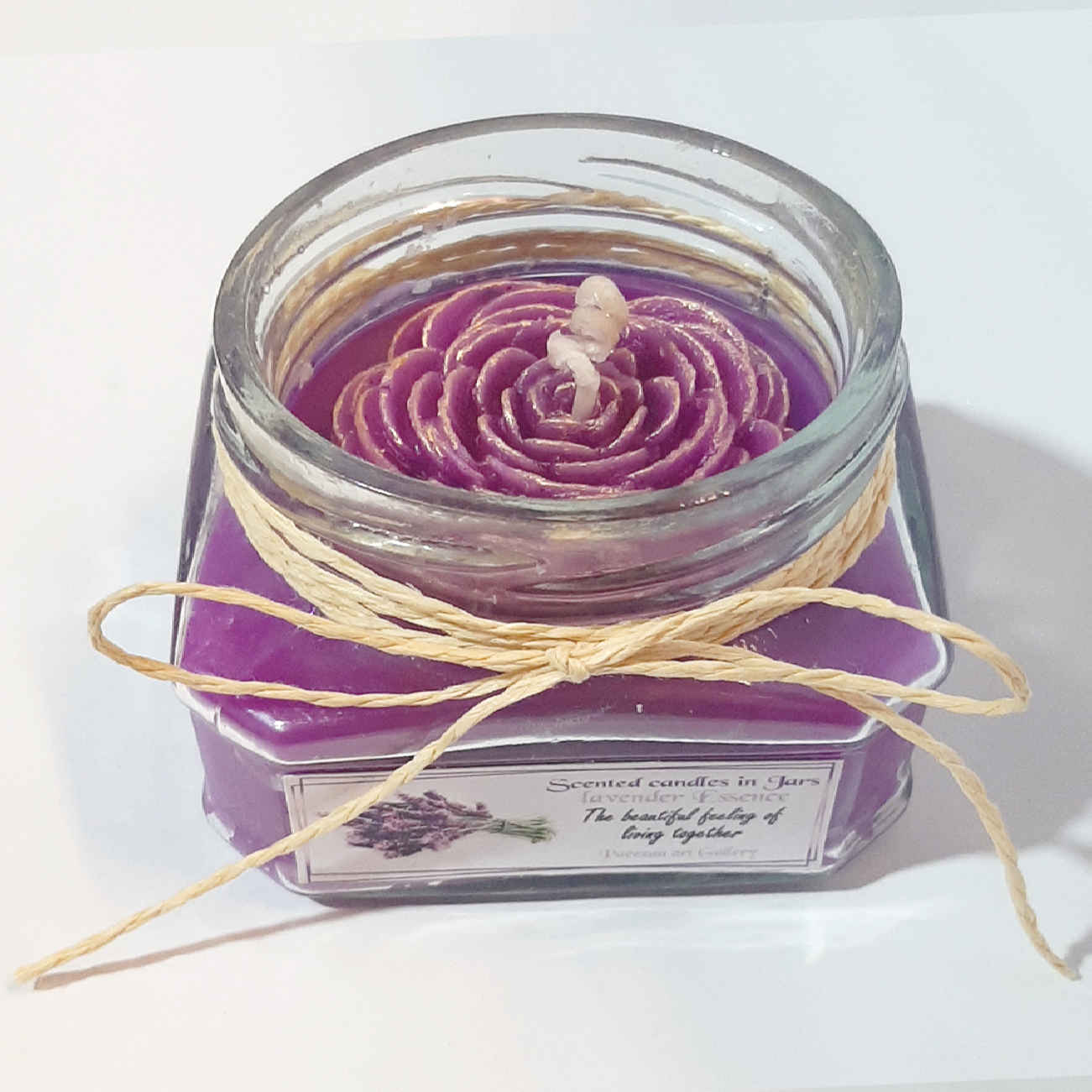 Lavender Bliss Scented Candle Jar – Floral Design
