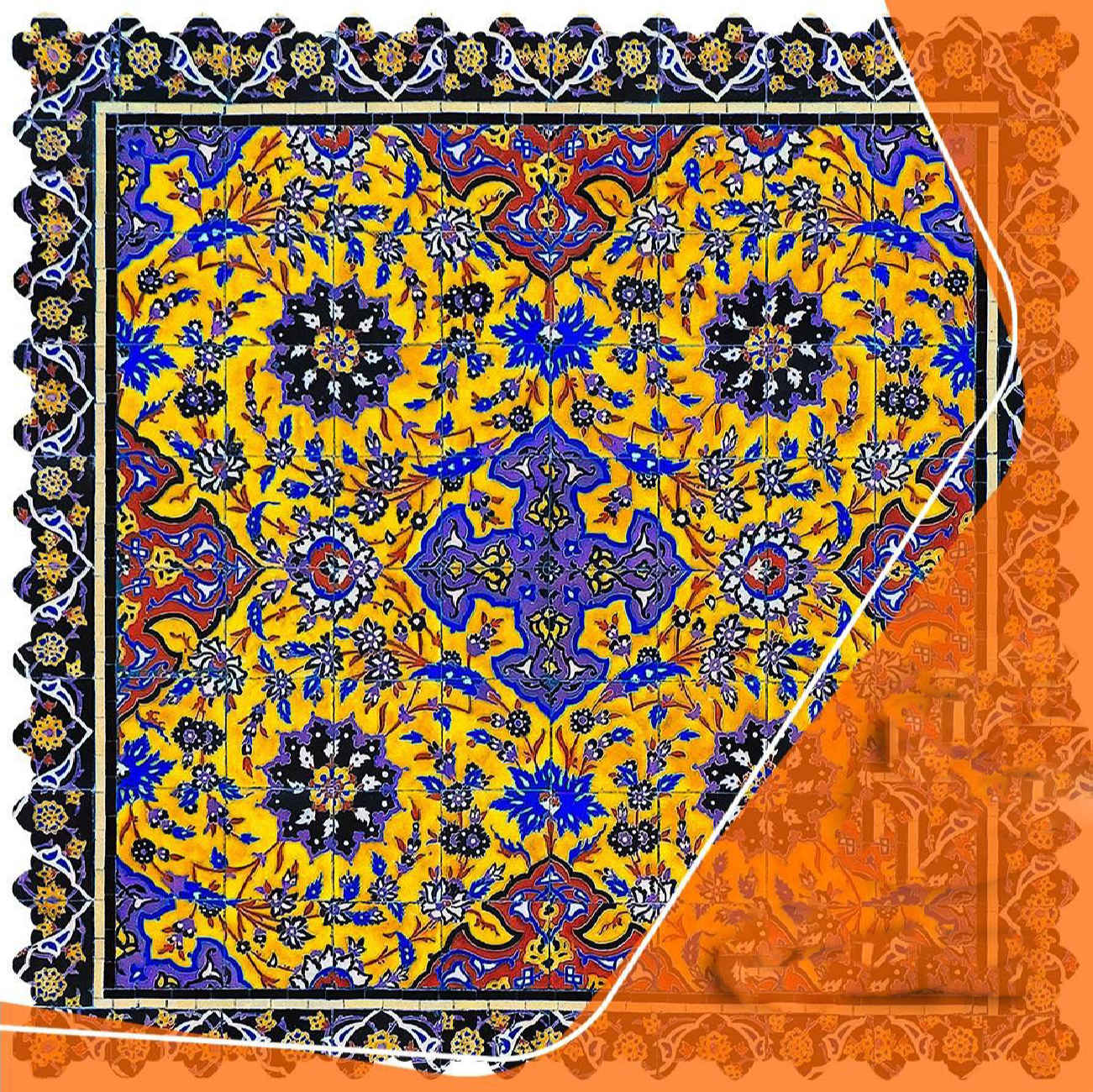 Luxurious Floral Velvet Tablecloth in Warm Yellow Tones