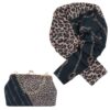 Matching Shoulder Bag & Scarf Set with Unique Leopard Print Pattern
