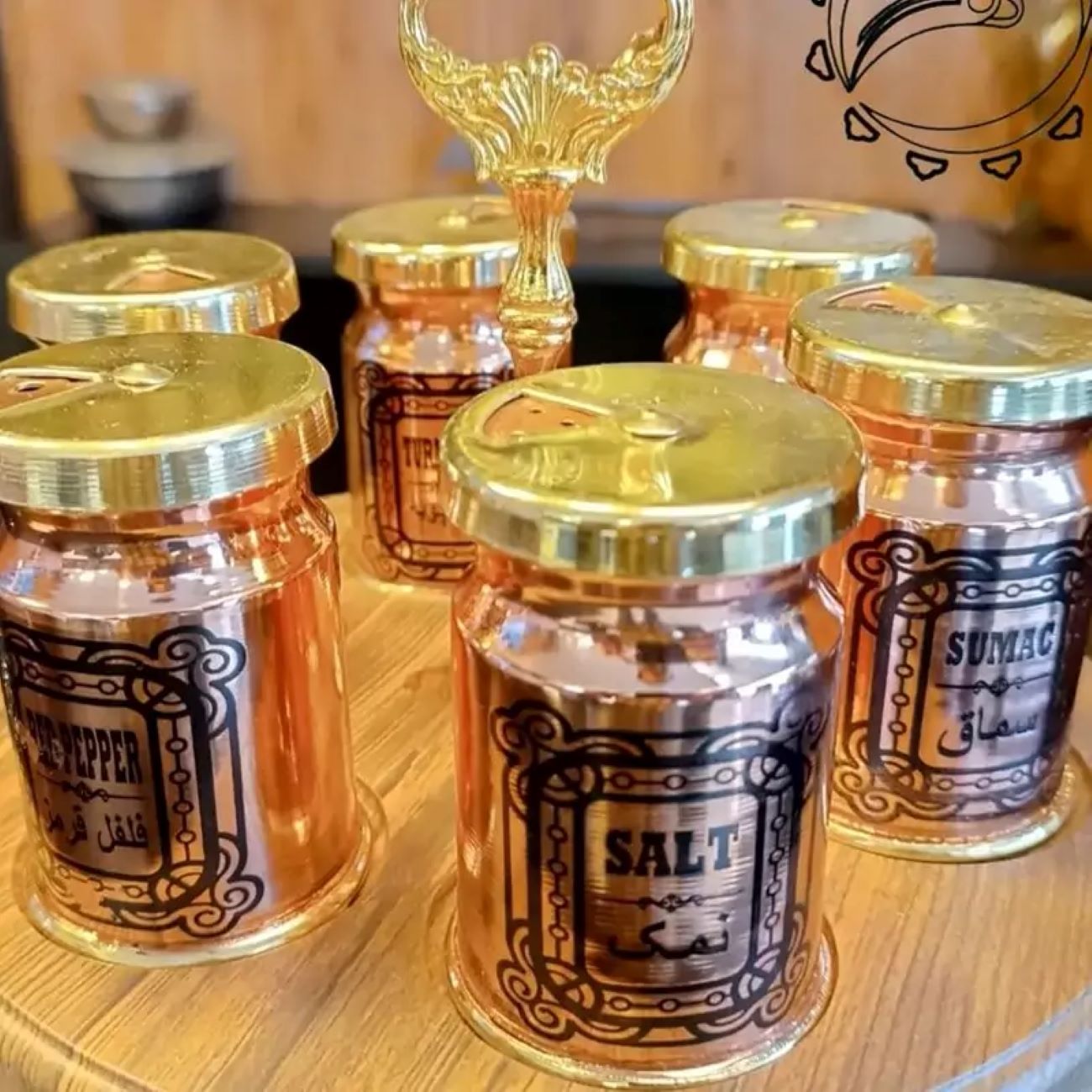 Nano-Coated Copper Spice Jar for Enhanced Durability 6 Pcs wih Stand