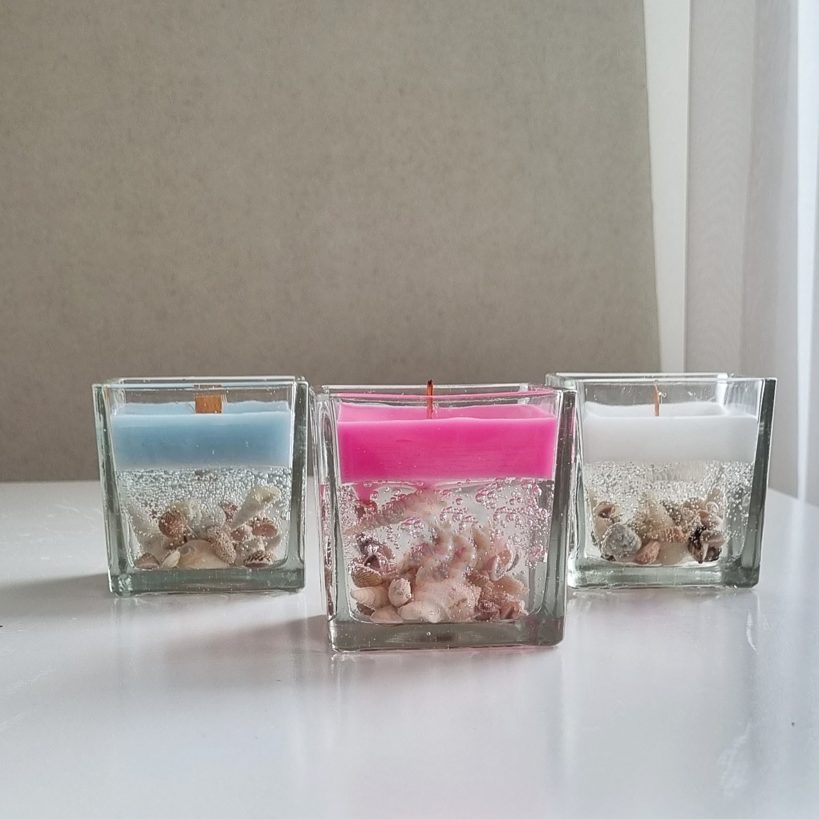 Ocean Gel Paraffin Glass Jar Candle – Handcrafted Design