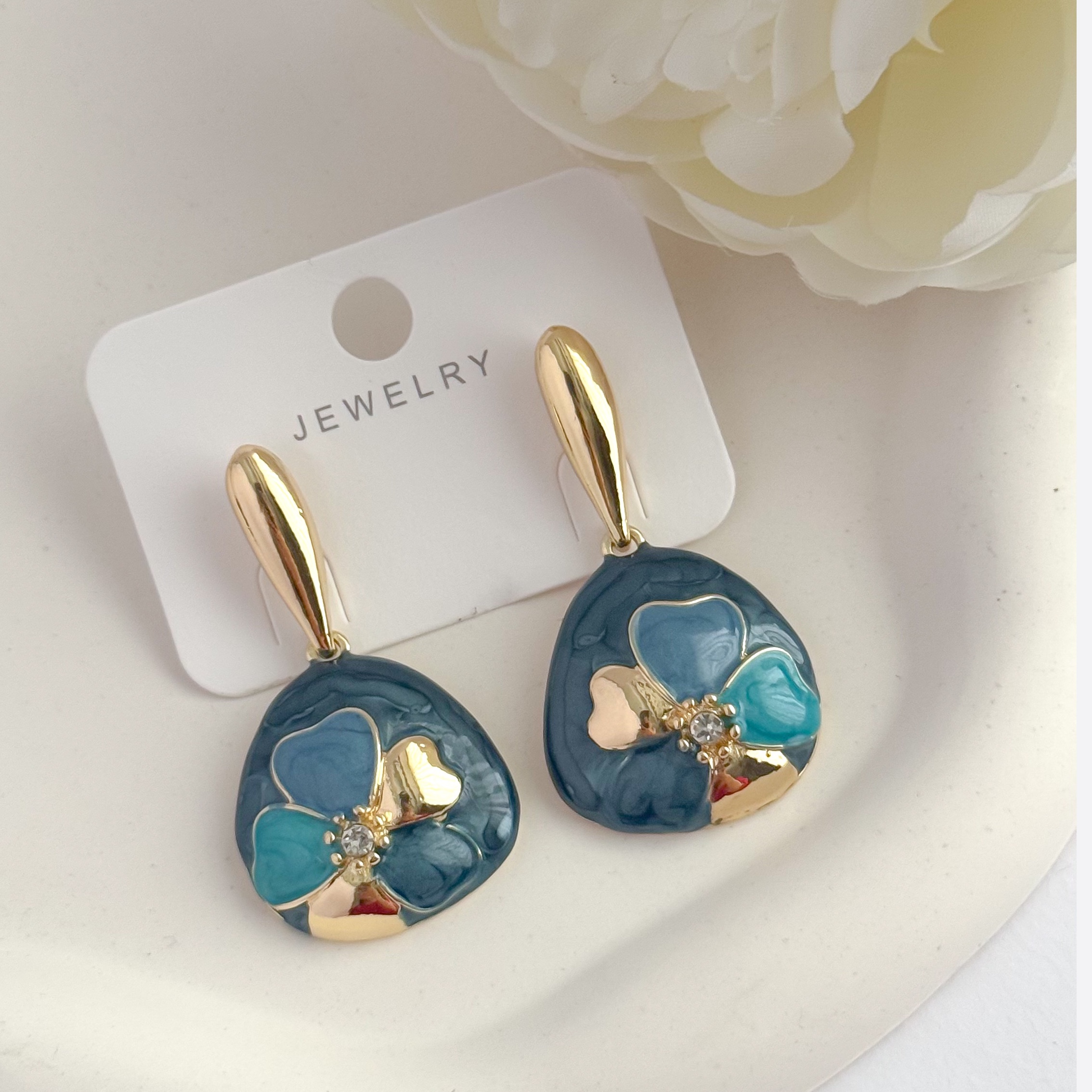 Steel Minakari Persian Earrings with Minakari Artistic Flower Design