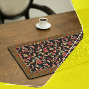 Persian Inspired Black Velvet Table Runner Floral