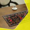 Persian Inspired Black Velvet Table Runner - with Red Flower