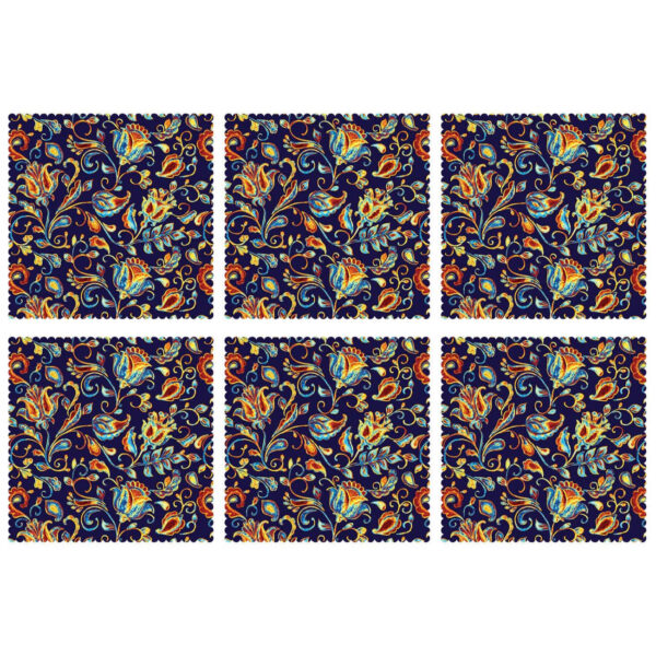 Persian Elegance Floral Placemats Pattern – Blue (Set of 6)