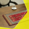 Persian Inspired Red Velvet Table Runner – with Flower & Blossom Design