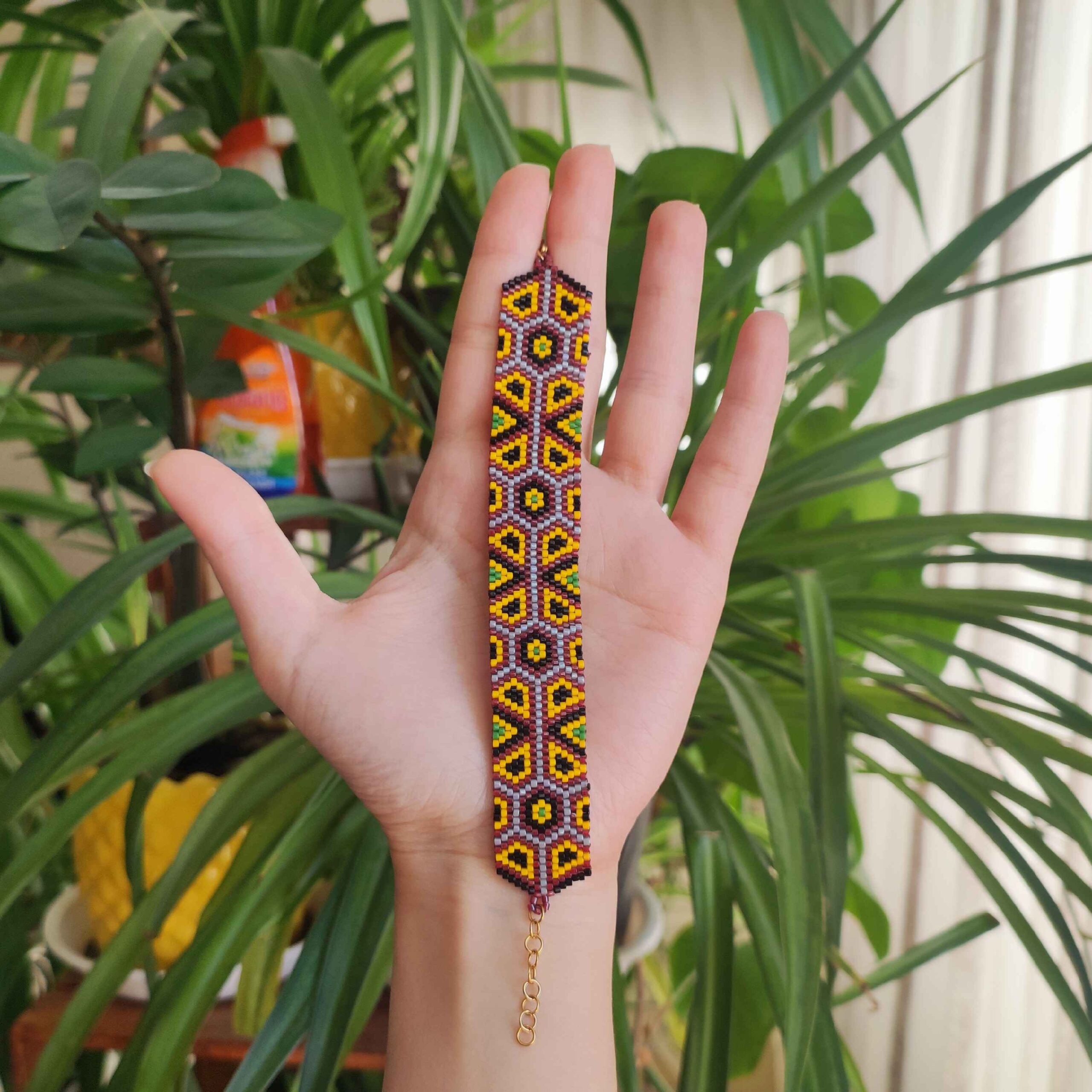 Persian Geometric Woven Beaded Bracelet for Women