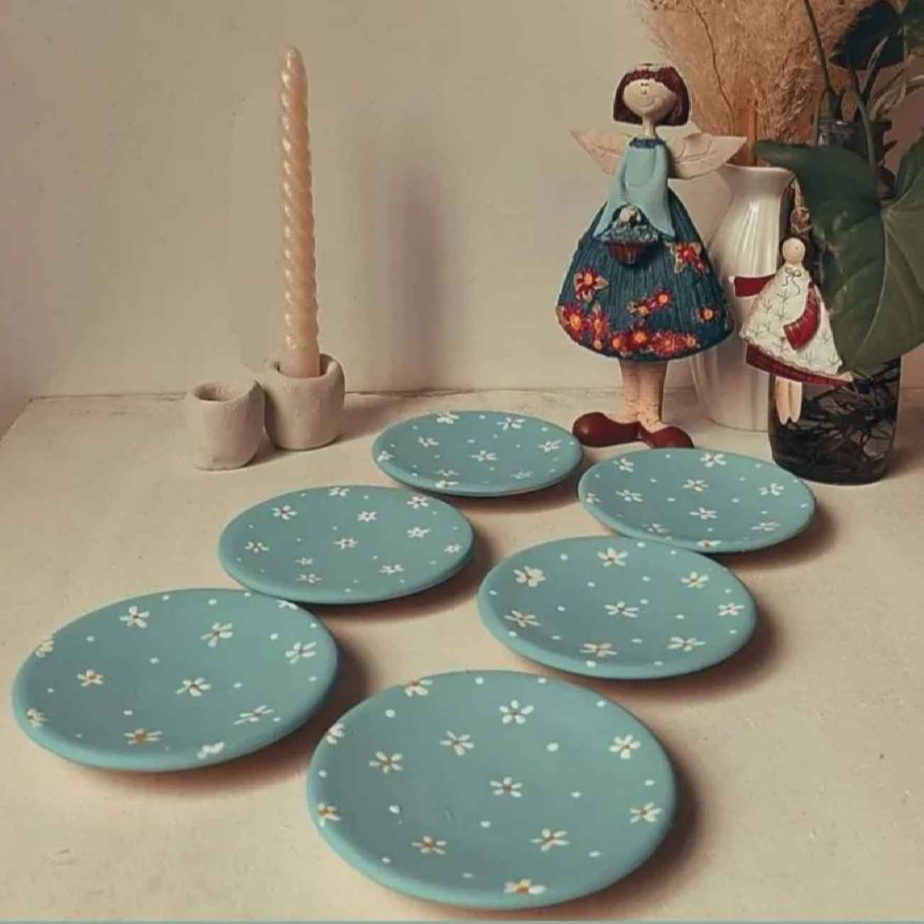 Persian Handmade Haft Seen Set Featuring Blossom Pattern Set of 7