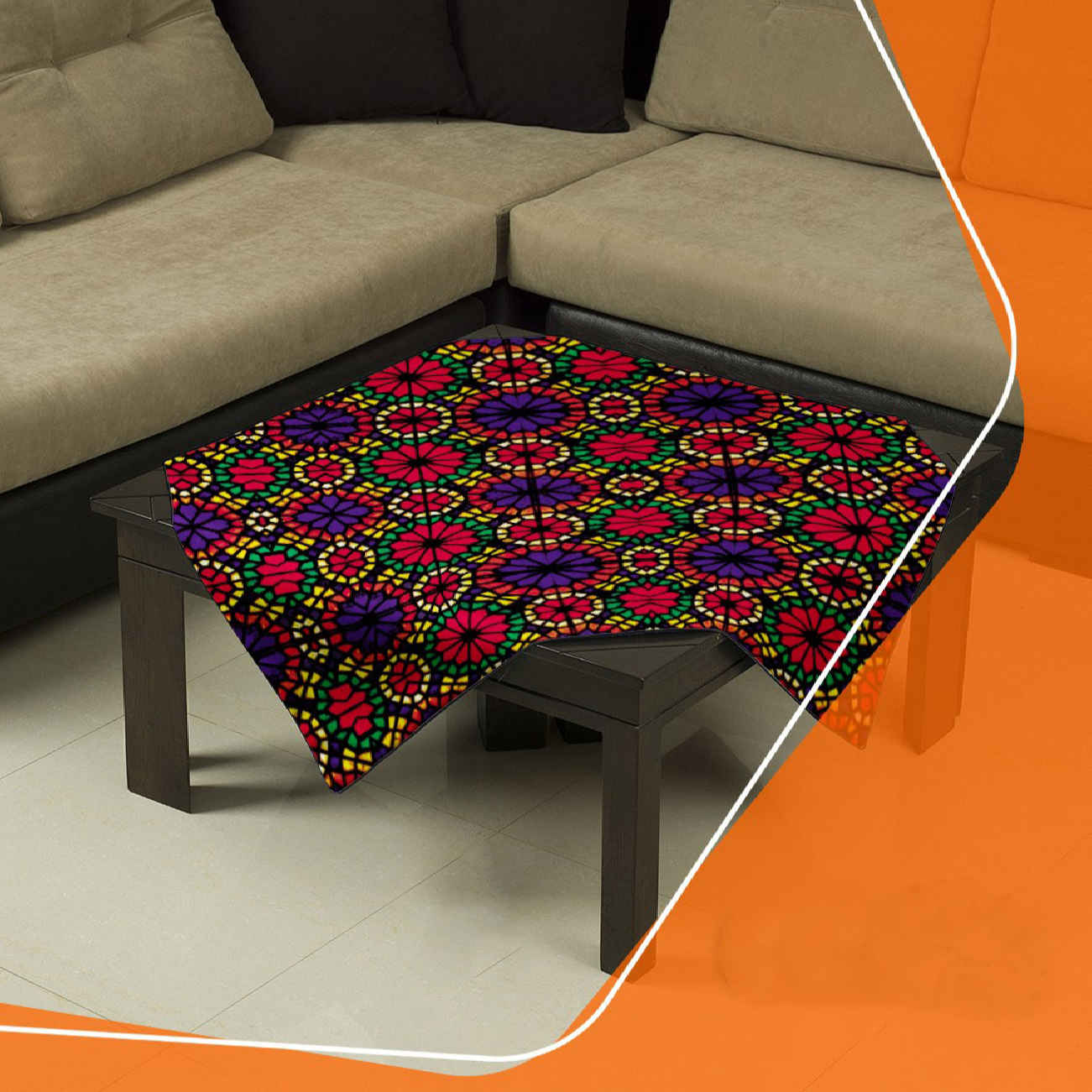 Persian-Inspired Geometric Velvet Tablecloth for Elegant Decor