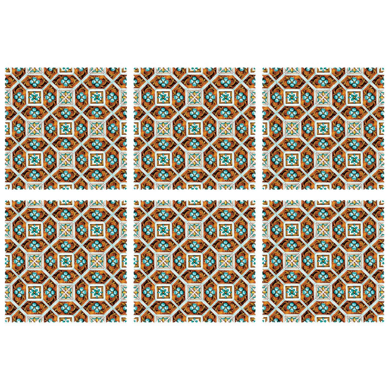 Persian Placemat with Geometric Floral Pattern(Set of 6)