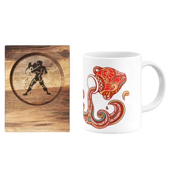 Persian Zodiac Mug – Bahman (Aquarius) Month Sign with Coaster