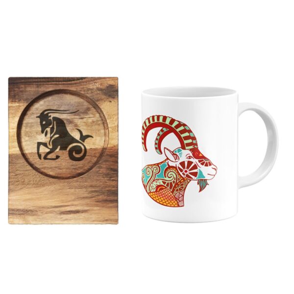 Persian Zodiac Mug – Dey (Goat) Month Sign with Coaster