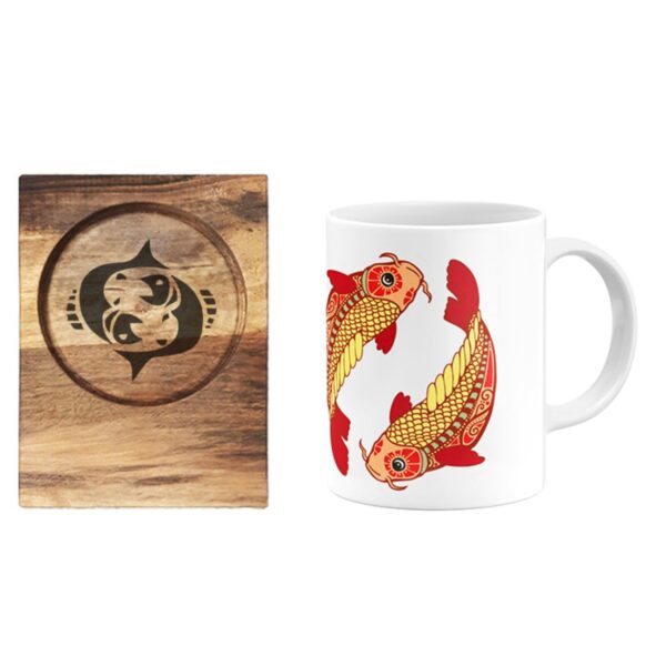 Persian Zodiac Mug – Esfand (Pisces) Month Sign with Coaster