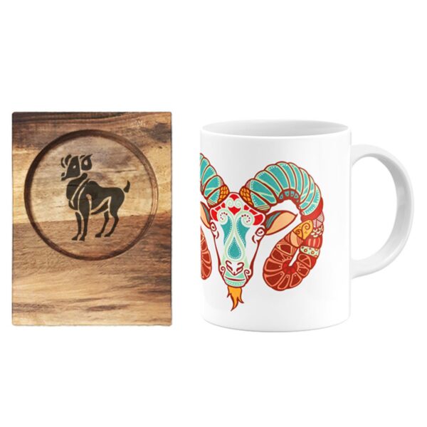 Persian Zodiac Mug – Farvardin (Aries) Month Sign with Coaster