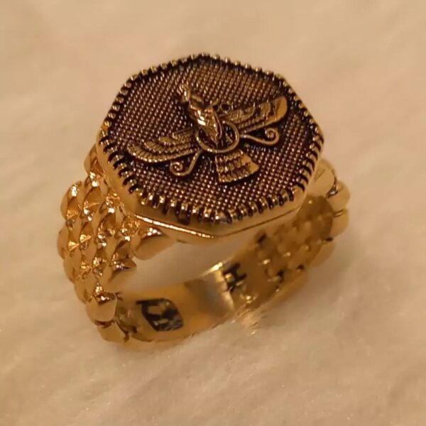 Ring Fixed Color Farvahar Design – Persian Symbol of Wisdom and Protection