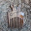 Rustic Hand-Carved Wooden Comb with Mouse Design
