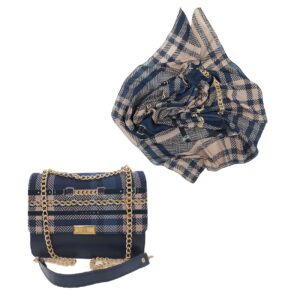Set of Shoulder Bag with Chain Strap with Match Scarf– Chic and Elegant