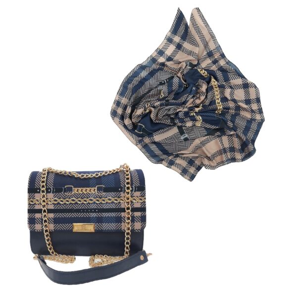 Set of Shoulder Bag with Chain Strap with Match Scarf– Chic and Elegant