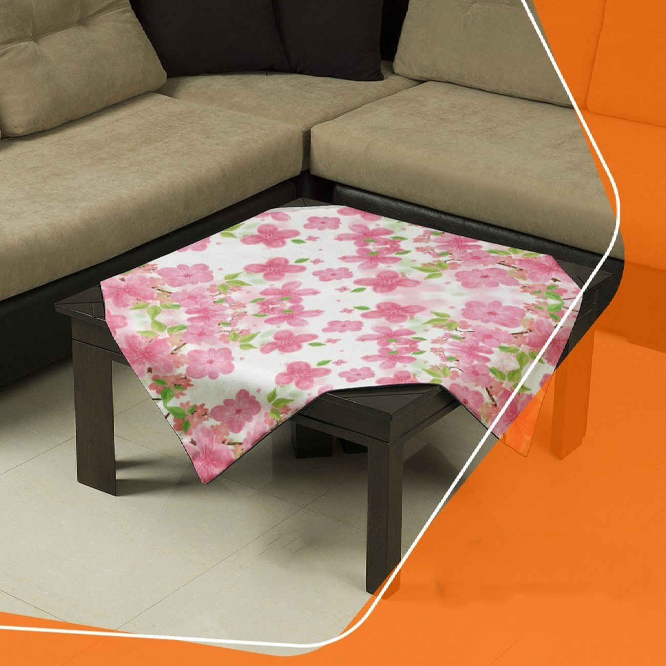 Soft & Sophisticated – Pink Floral Velvet Tablecloth for Home Decor