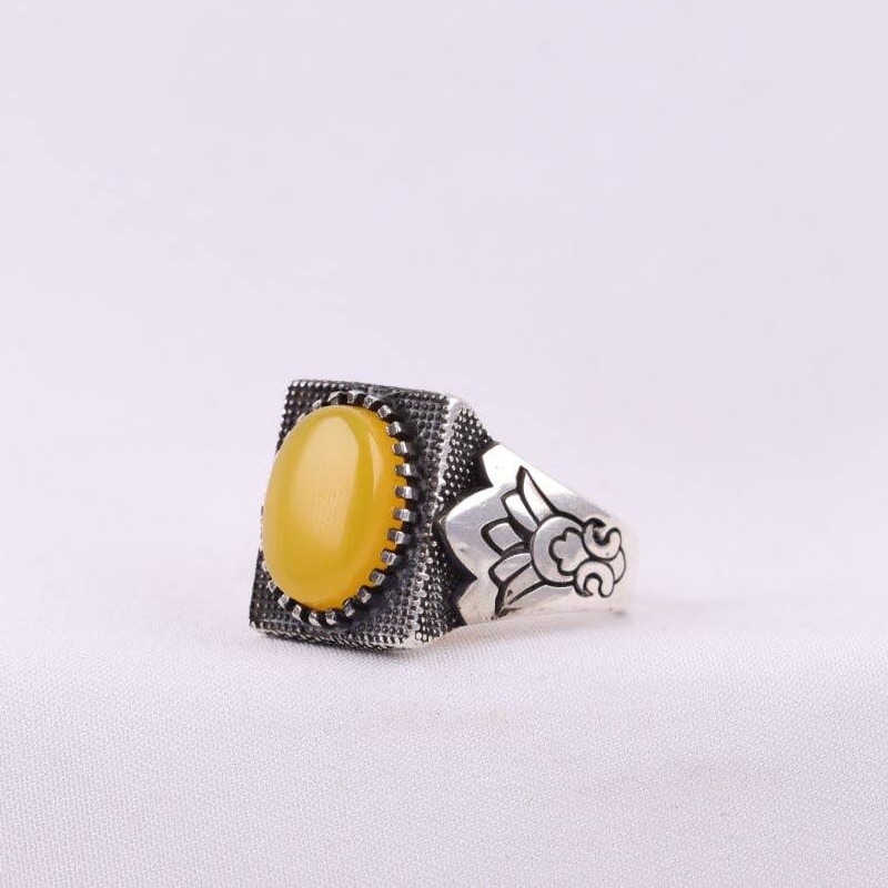 Spiritual Grace – Persian Silver Ring with Sharf al-Shams Script for Men
