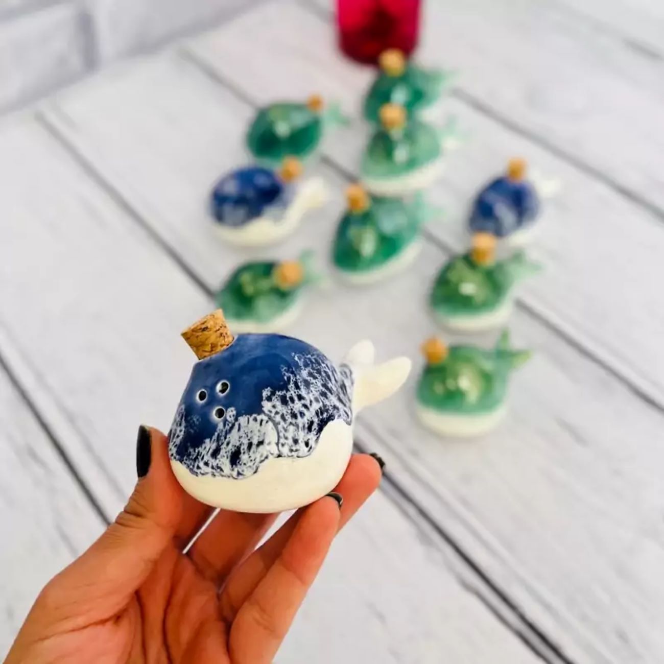 Handmade Ceramic Salt and Pepper Shaker – Whale Design