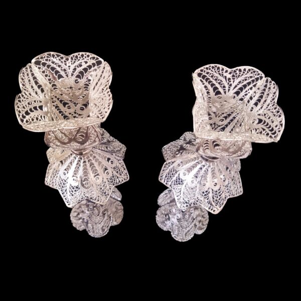Filigree Candlestick Set of Two, Made of Copper and Silver Plated