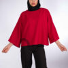 Three Quarter Sleeve Blouse for Women – Relaxed Fit in Red