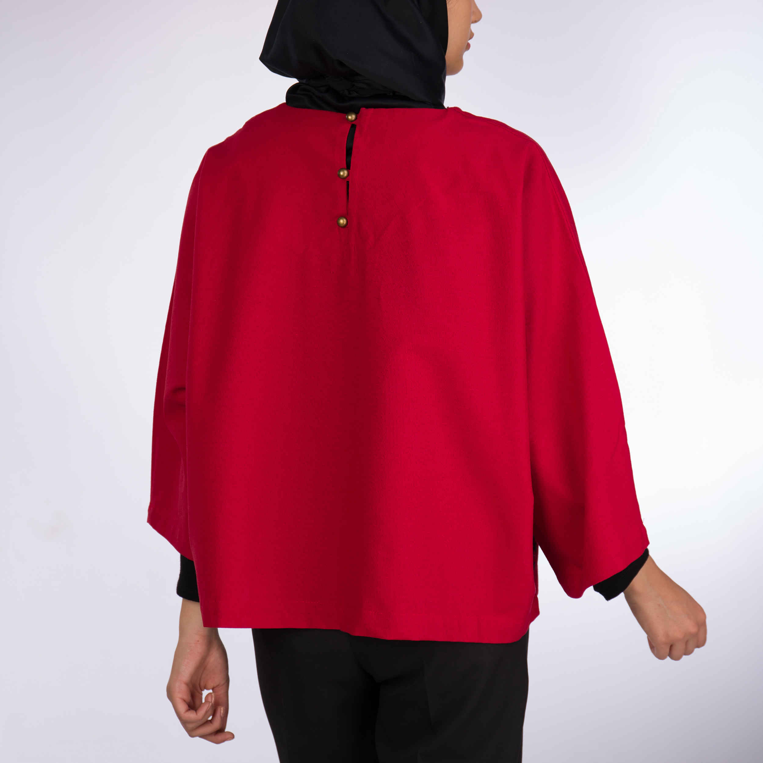 Three Quarter Sleeve Blouse for Women – Relaxed Fit in Red