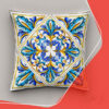 Throw Pillow Covers Blue Abstract Italian Majolica with Geometric & Floral Pattern (X2)