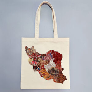 Tote Bag Reusable Natural Beige Canvas Shopping Bag – with Map of Iran Design