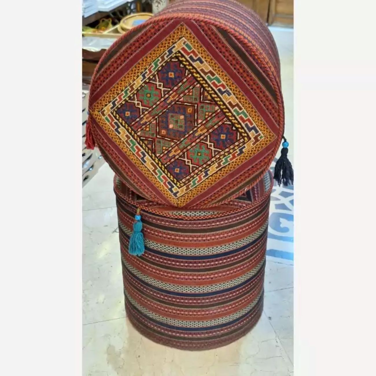 Traditional Persian Kilim Pouf – Handcrafted Luxury for Your Home