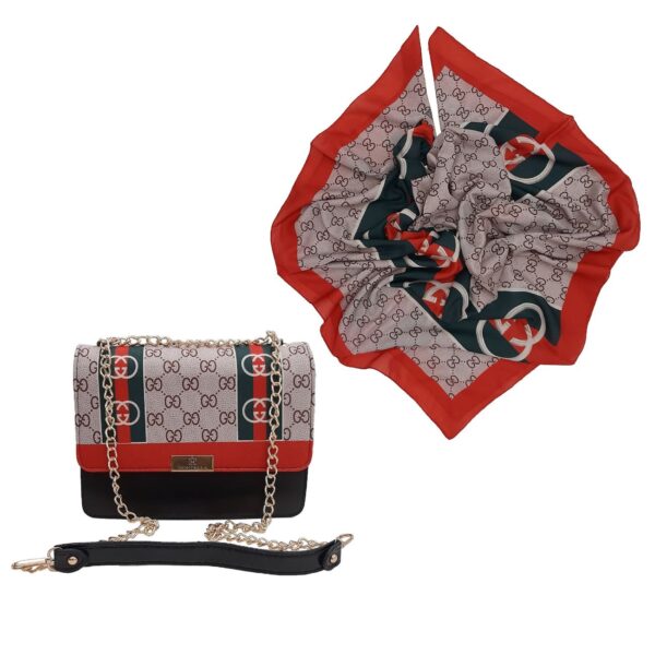 Trendy Chain Handbag and Scarf Combo – Stylish & Unique Design
