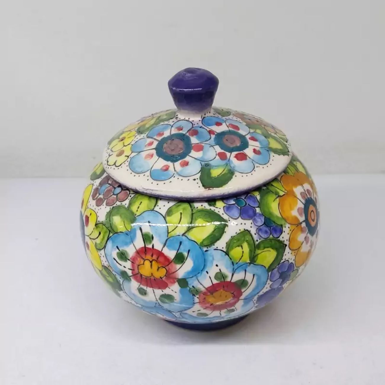 Unique Ceramic Sugar Bowl with Beautiful Persian Designs