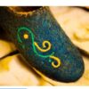 Unique Handmade Wool Felt Slippers with Intricate Curvy Design