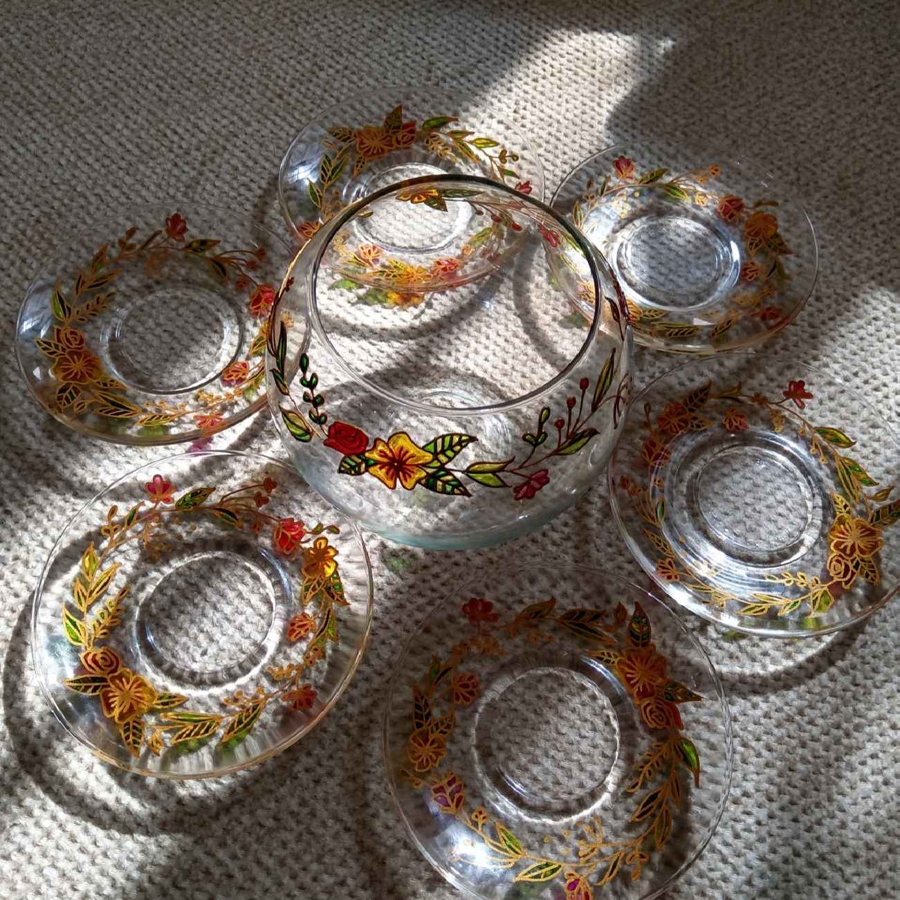 Vitarail Haft-seen Set Dishes with Suitable for Nowruz Floral Design Golsa Set of 11