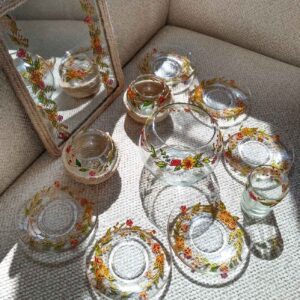 Vitarail Haft-seen Set Dishes with Suitable for Nowruz Floral Design Golsa Set of 11