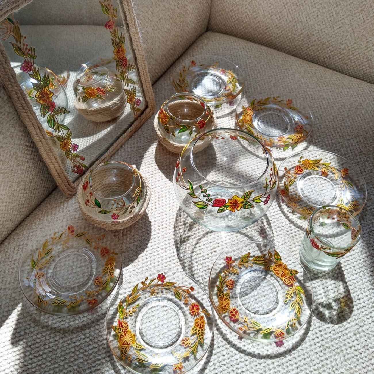 Vitarail Haft-seen Set Dishes with Suitable for Nowruz Floral Design Golsa Set of 11