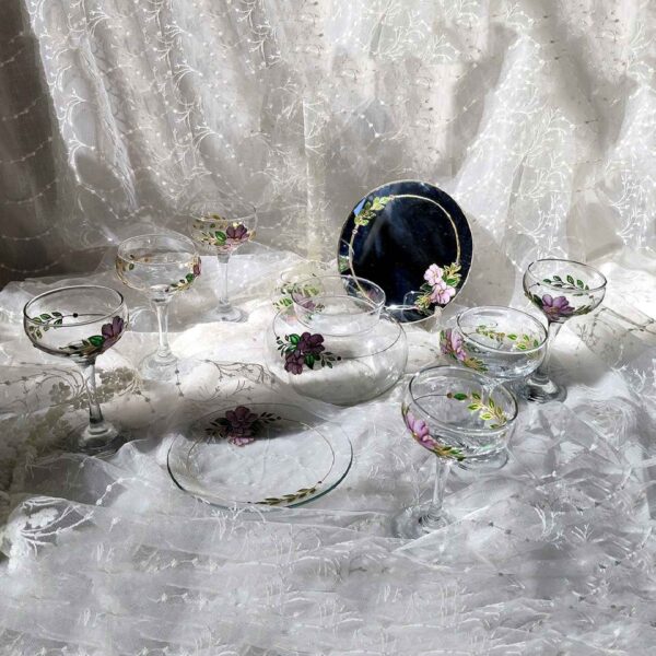 Vitarail Haft-seen Set Dishes with Suitable for Nowruz Floral Design Moona Set of 11