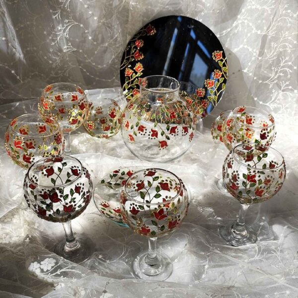 Vitarail Haft-seen Set Dishes with Suitable for Nowruz Floral Design Set of 11