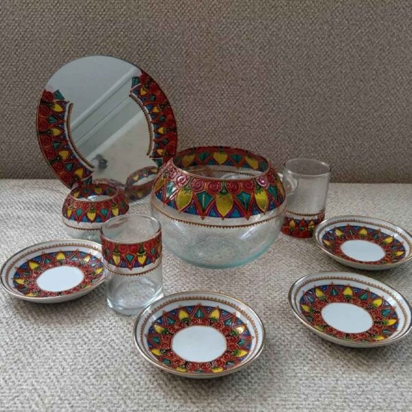 Vitarail Haft-seen Set Dishes with Suitable for Nowruz Geometric Design Set of 11